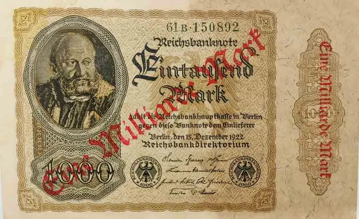  Alter Geldschein 1 Milliarde Mark Reichsbanknote Reichsbankdirektorium Berlin 1922 zirkuliert 2/3 - Bild 1