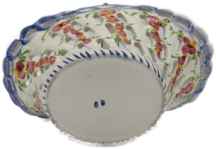 Vintage Obst- Blumenkorb Keramik mit Blumendekor - H/21 cm - Bild 5
