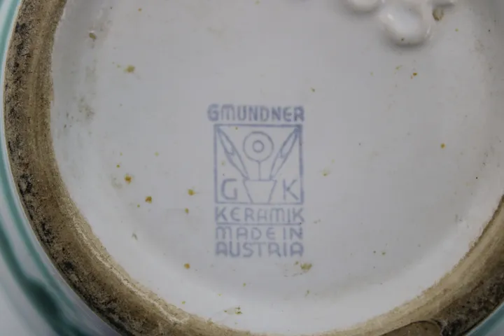  Orginal Gmundner Keramik Vase  grün geflämmt   - Bild 2