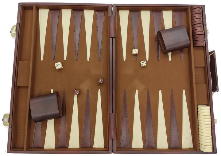 Vintage Backgammon im Lederkoffer - Bild 2
