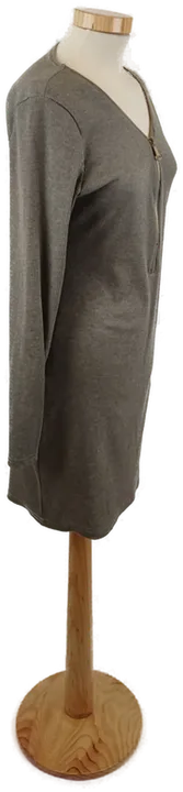 Damen Langarm Shirtkleid Feinripp mit Zipp, Grau, Gr. M - Bild 2