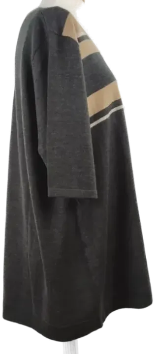 Ulla Popken Pullover kurzärmlig grau mit beigen Streifen - 46 - Bild 2