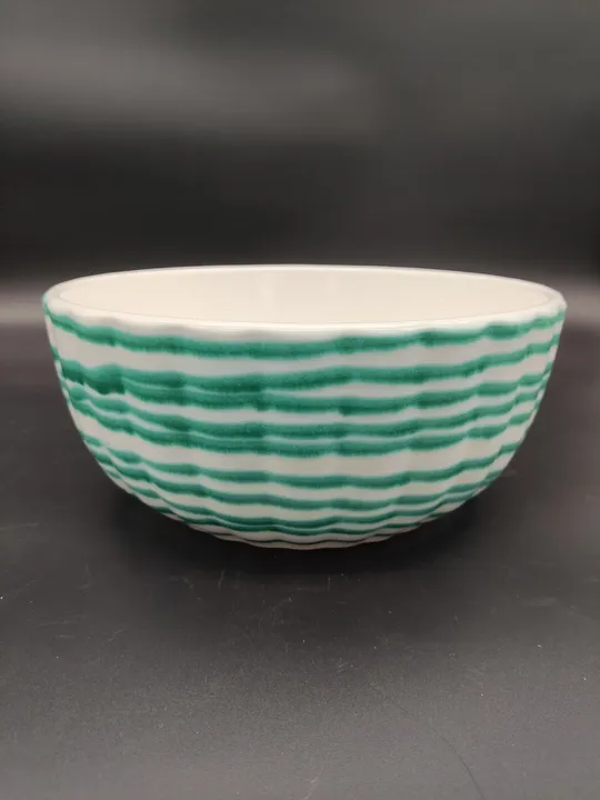 Gmundner Keramik Schüssel mit Wellnerand grüngeflammt (Durchmesser 24cm) - Bild 1