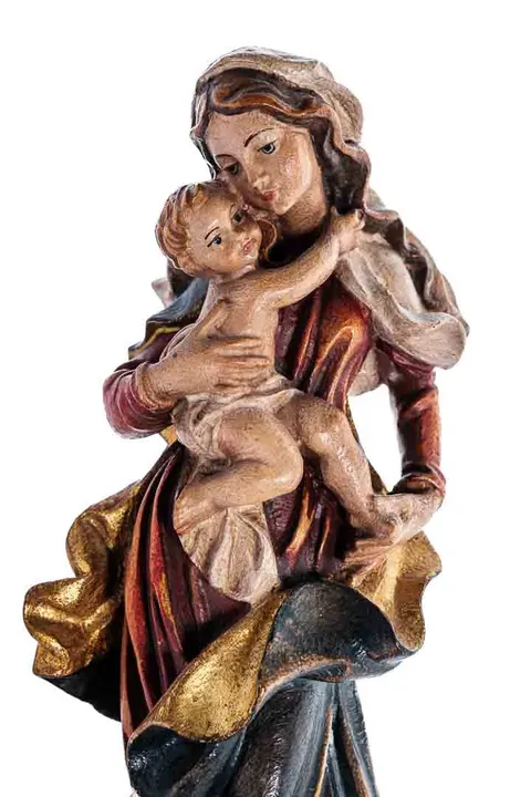 Alte Madonna Skulptur aus Holz zum Aufhängen ca. 30cm - Bild 2