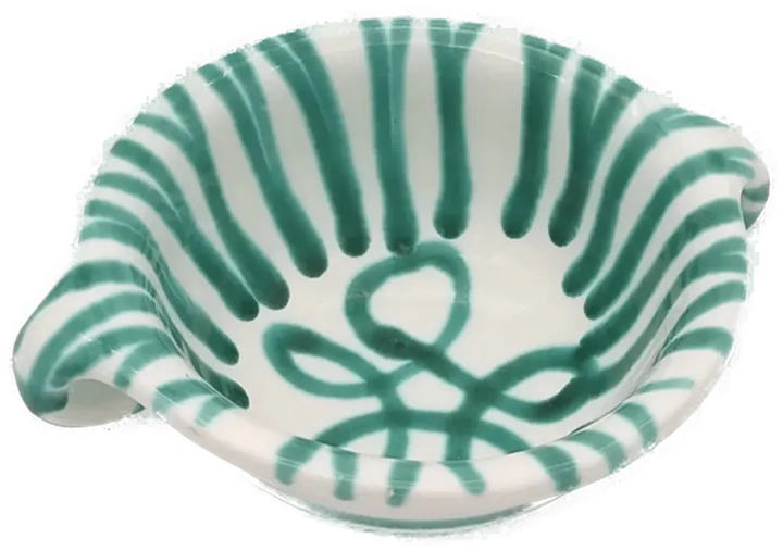 Gmundner Keramik Schüssel mit Henkel grün/ weiß  - Bild 2
