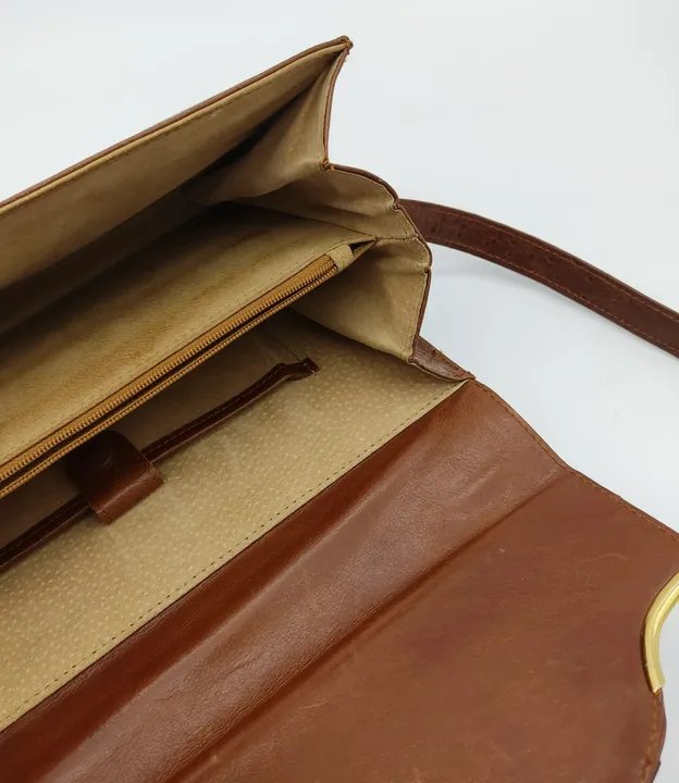 Damen Handtasche braun aus Leder mit goldenen Details  - Bild 3