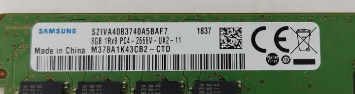 Samsung 8GB DDR4 1Rx8 PC4 - 2666V - UA2 - 11  Arbeitsspeicher / RAM - Bild 2