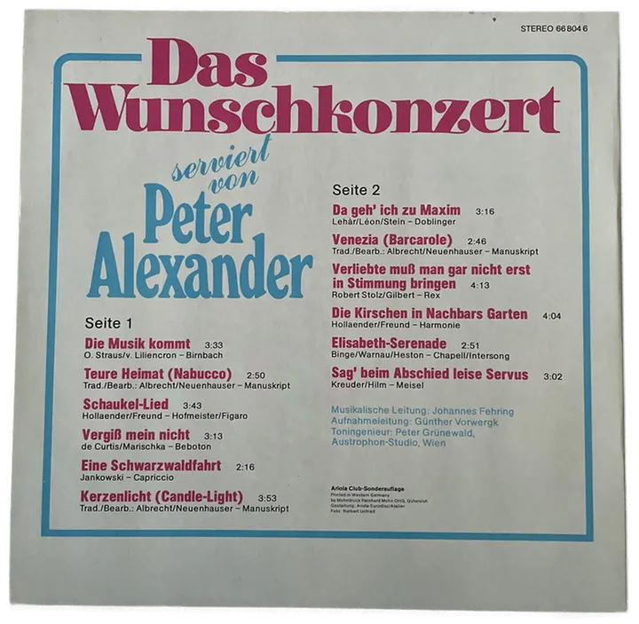 LP - Das Wunschkonzert präsentiert von Peter Alexander - Bild 2