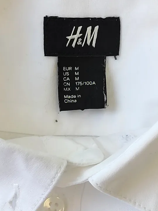 H&M Damenbluse weiß, tailliert mit Brusttasche - M - Bild 3