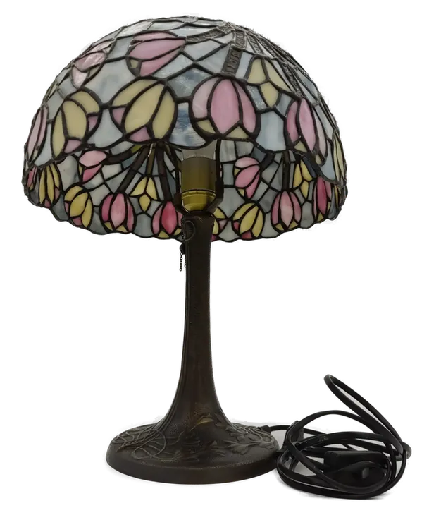 Tiffany Tischlampe mit Glasschirm  - Bild 4