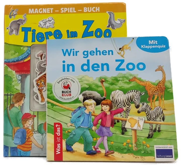 Wir gehen in den Zoo mit Klappenquiz / Tiere im Zoo mit 16 Magneten - 2 Bücher - Bild 2