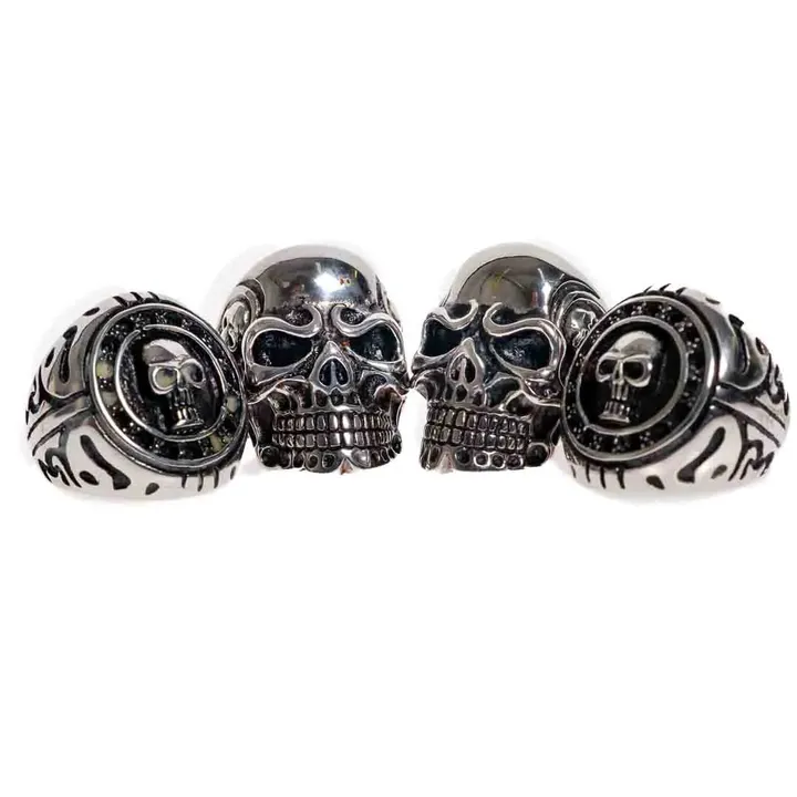 Jewelry We Herrenring  Edelstahl Totenkopf Edelstahlringe, Schwarz Silber Ringgröße 10-11 - Bild 1