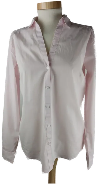 Bluse 'H&M', langarm mit Hemdkragen, hellrosa/weiß gestreift, Größe 40 - Bild 1