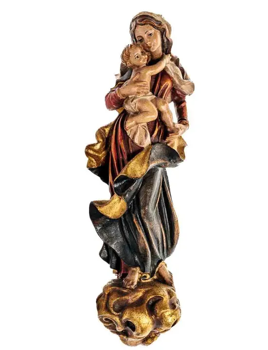 Alte Madonna Skulptur aus Holz zum Aufhängen ca. 30cm - Bild 4