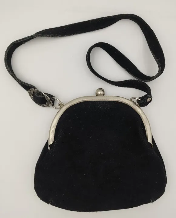 Vintage Damen Trachtentasche Rauleder schwarz  - Bild 3