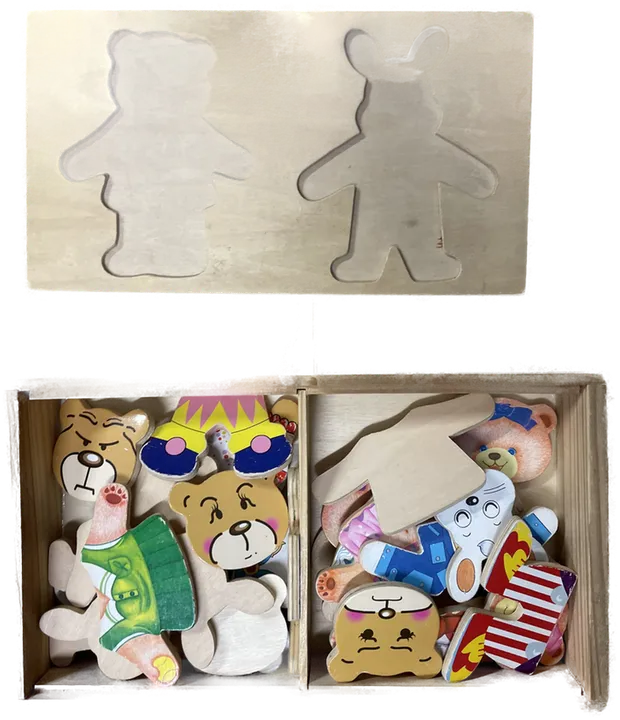 Ankleide Puzzle Bär und Hase aus Holz - ab 3 Jahren - Bild 2