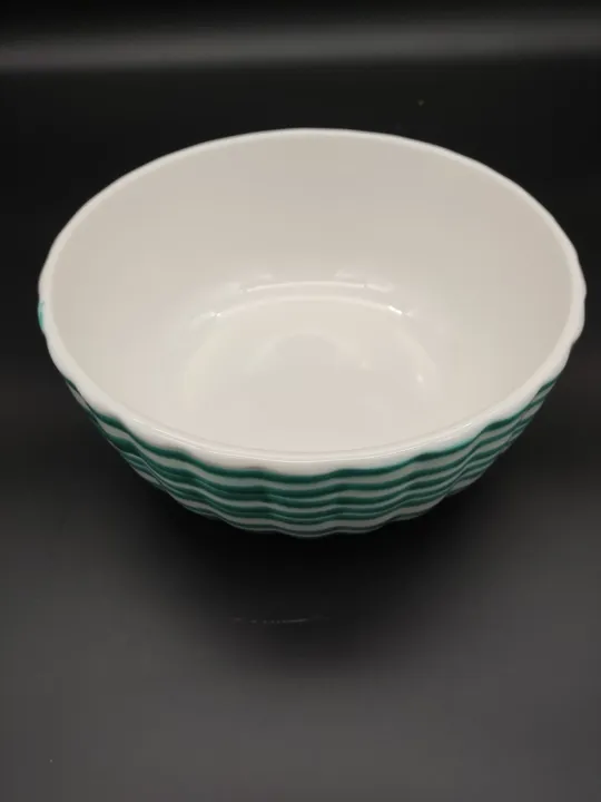 Gmundner Keramik Schüssel mit Wellnerand grüngeflammt (Durchmesser 24cm) - Bild 2