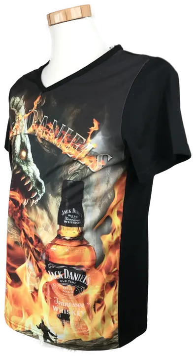 Feuerspeiender Drache T-Shirt - Jack Daniel's Tennessee Whiskey - V-Ausschnitt Gr. L - Bild 2