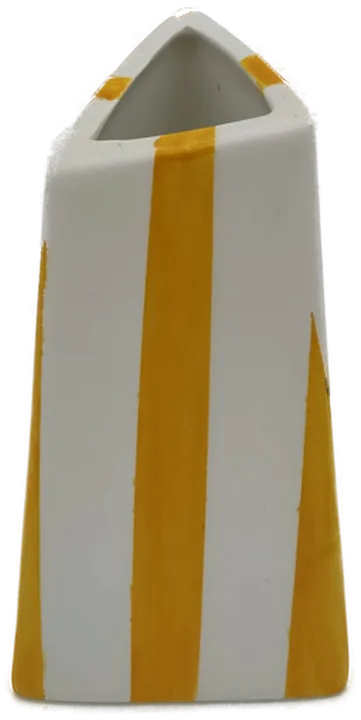 Vase weiß gelb gestreift  - Bild 1