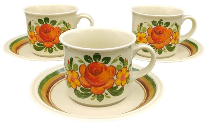Winterling Röslau Bavaria Kaffeetassen Set (3 Tassen + 3 Untertassen) - Bild 4