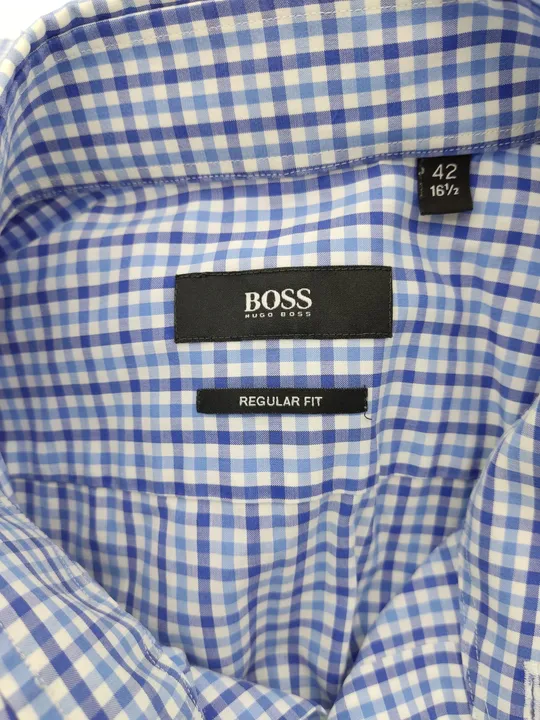 Hugo Boss Herren Hemd blau/weiß kariert Gr. 42 - Bild 3
