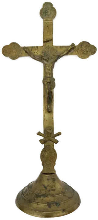 Antikes Standkreuz aus Messing - Bild 1