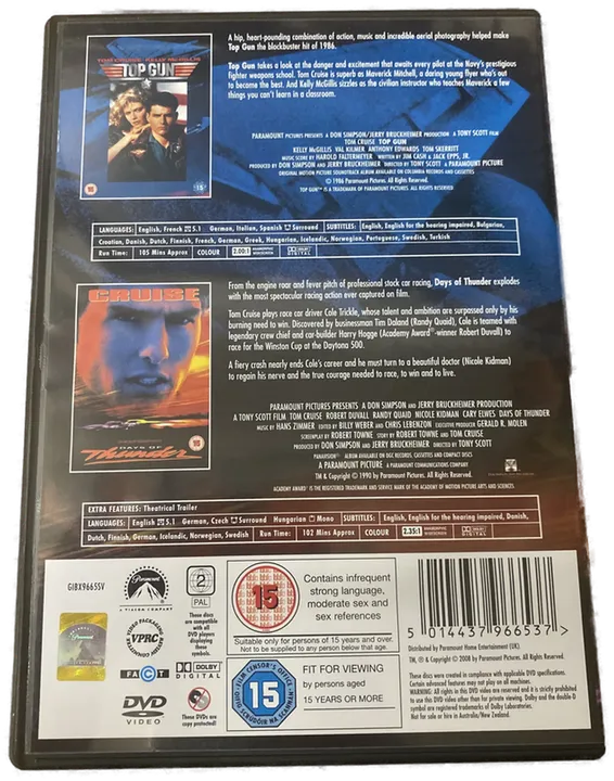 Tom Cruise und Kelly Mc Gillis - Top Gun und Days of Thunder - DVD - Bild 2