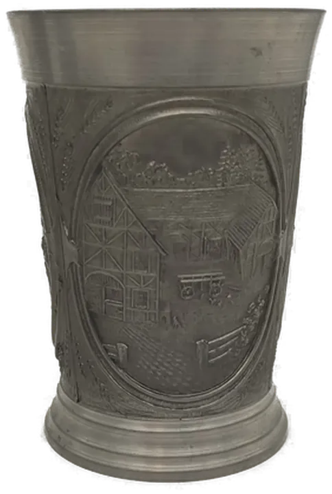 Zinnbecher Set mit Relief, 4 Stück, ca. 9–10 cm - Bild 4