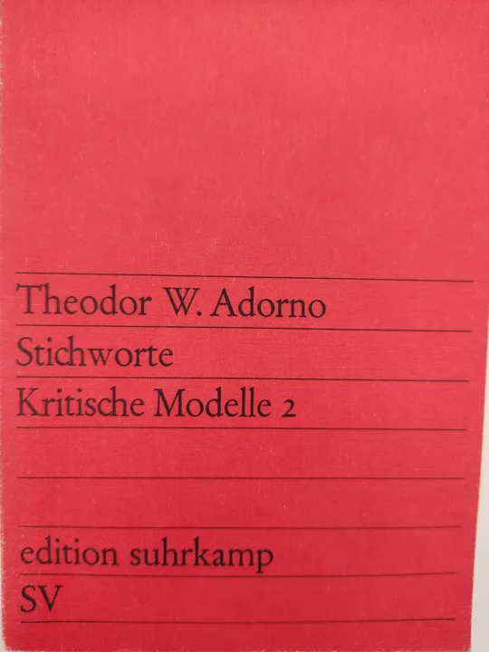 Stichworte. Kritische Modelle 2 - Theodor W. Adorno - Bild 1