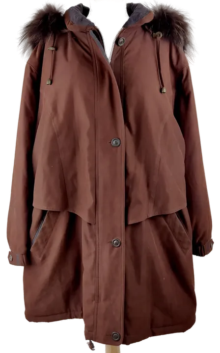 Jacke langarm mit Stehkragen und Kapuze, dunkelbraun, Größe 48 - Bild 4