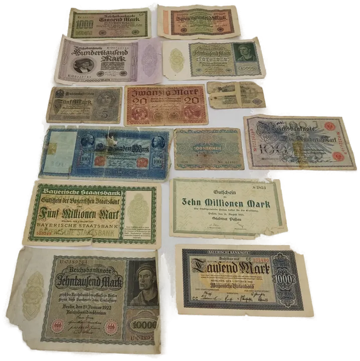 Alter Geldschein Konvolut 14 Stück Mark Kronen um 1920 in schlechten Zustand - Bild 5