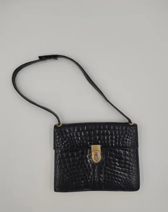Damen Vintage Handtasche schwarz Lederoptik - Bild 1