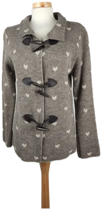Damen Jacke graubraun mit Herzchen - L/40 - Bild 4
