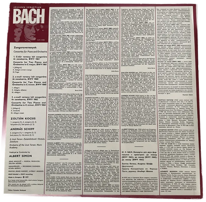 LP - Bach - Piano Concertos - Bild 2