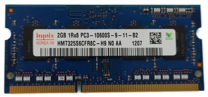 Hynix 2GB DDR3 1RX8 PC3-10600S-9-11-B2 Arbeitsspeicher Laptop / RAM  - Bild 1