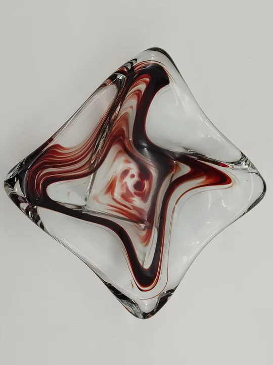 Dekorative Glasschale rot/transparent im Murano-Stil  - Bild 3