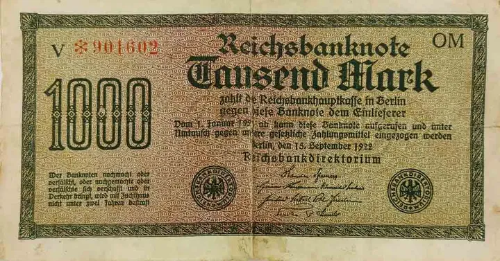  Alter Geldschein 1000 Mark Reichsbanknote Reichsbankdirektorium Berlin 1922 zirkuliert 3 - Bild 1