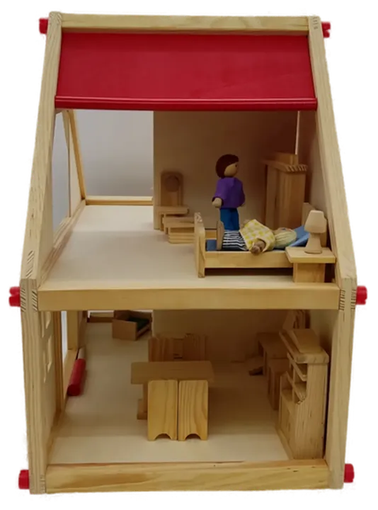  Small Foot Puppenhaus mit Möbeln, 2 Etagen, Rollenspielzeug für Kinder, aus Holz, inkl. Einrichtung, ab 3 Jahren - Bild 7