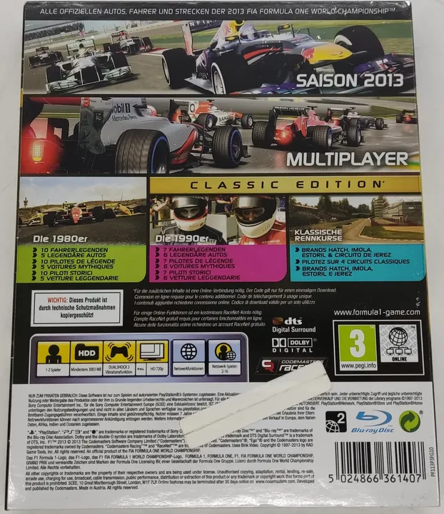 Playstation Sony PS3 Spiel F1 Formula 1 Classic Edition 2013 - Bild 3