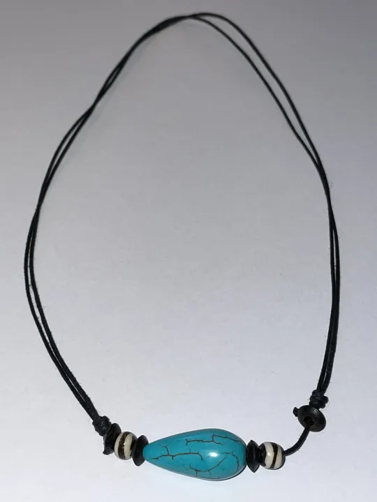 Halskette mit Stein und Holzanhänger - Bild 4
