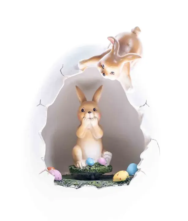 Drehende Spieluhr Osterei mit Osterhase – Wunderschöne Tischdeko für Ostern - Bild 1