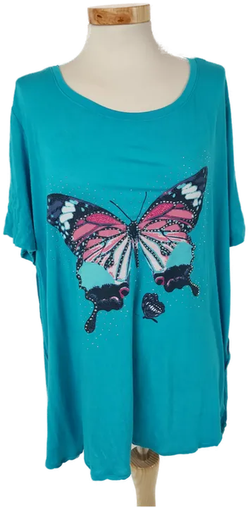 Janina Damen T-Shirt Blau Schmetterling - XXXL/46 - Bild 4