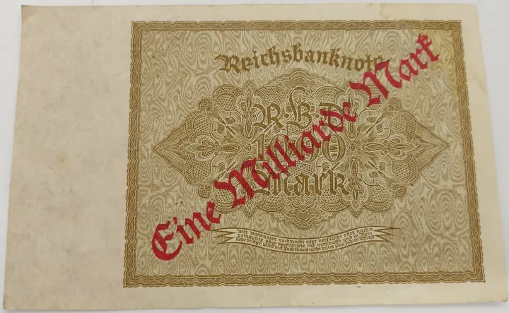  Alter Geldschein 1 Milliarde Mark Reichsbanknote Reichsbankdirektorium Berlin 1922 zirkuliert 2/3 - Bild 2