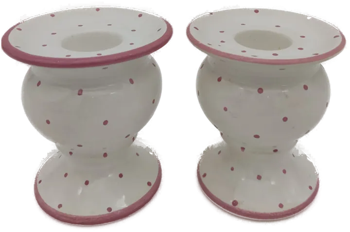 Gmundner Keramik Kerzenhalter Set (2 Stück) rosa Tupfen - Bild 3