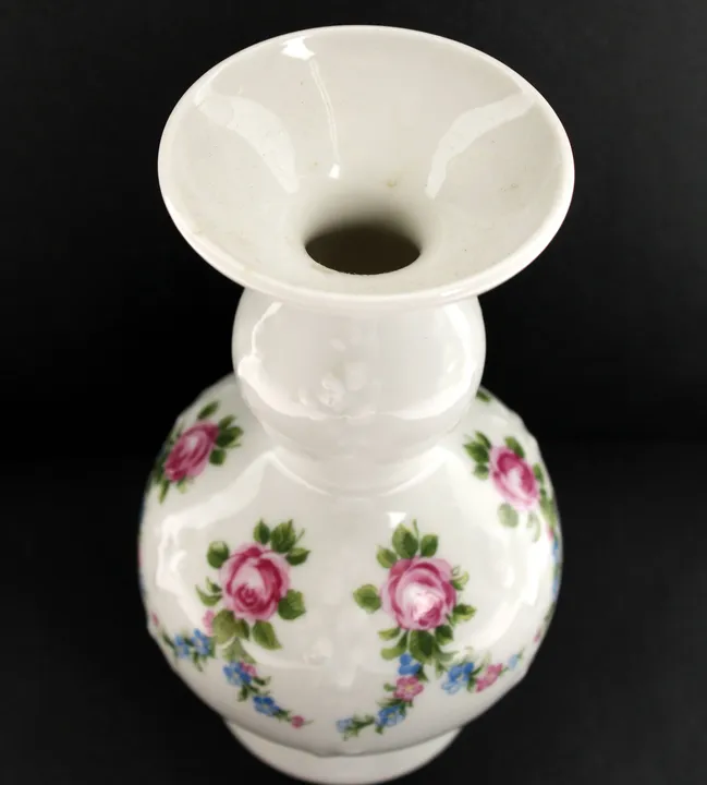 Weiße Porzellanvase mit Rosen- und Vergissmeinnicht-Dekor – Wallendorfer Porzellan, Höhe ca. 13,5 cm - Bild 2