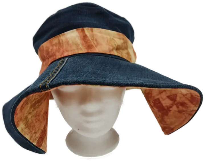 Damen Sonnenhut Jeansstoff mit buntem Hutband- Kopfumfang 22cm - Bild 1