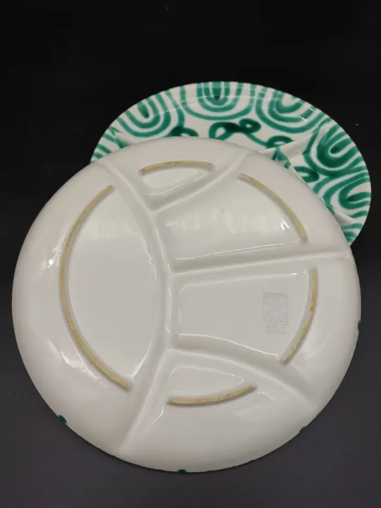 2x Gmundner Keramik Snackteller grüngeflammt (Durchmesser 23cm) - Bild 2