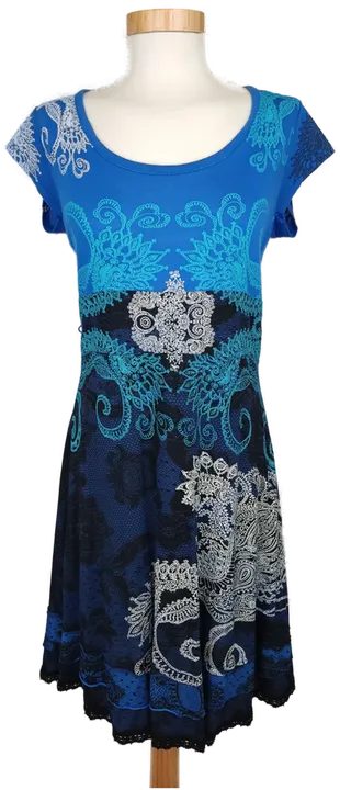 Desigual Damen Kleid blau/schwarz/weiß gemustert - XL/44 - Bild 1