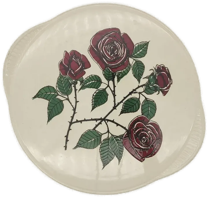 Staffel Limburg Echt Dom-Keramik Platte mit Rosen - Bild 1