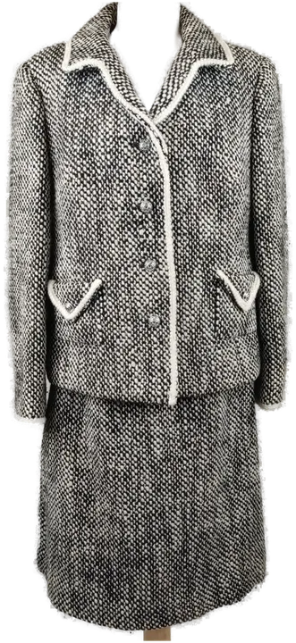 Vintage Damenkostüm aus reiner Wolle schwarz-weiß gemustert - M/38 - Bild 1